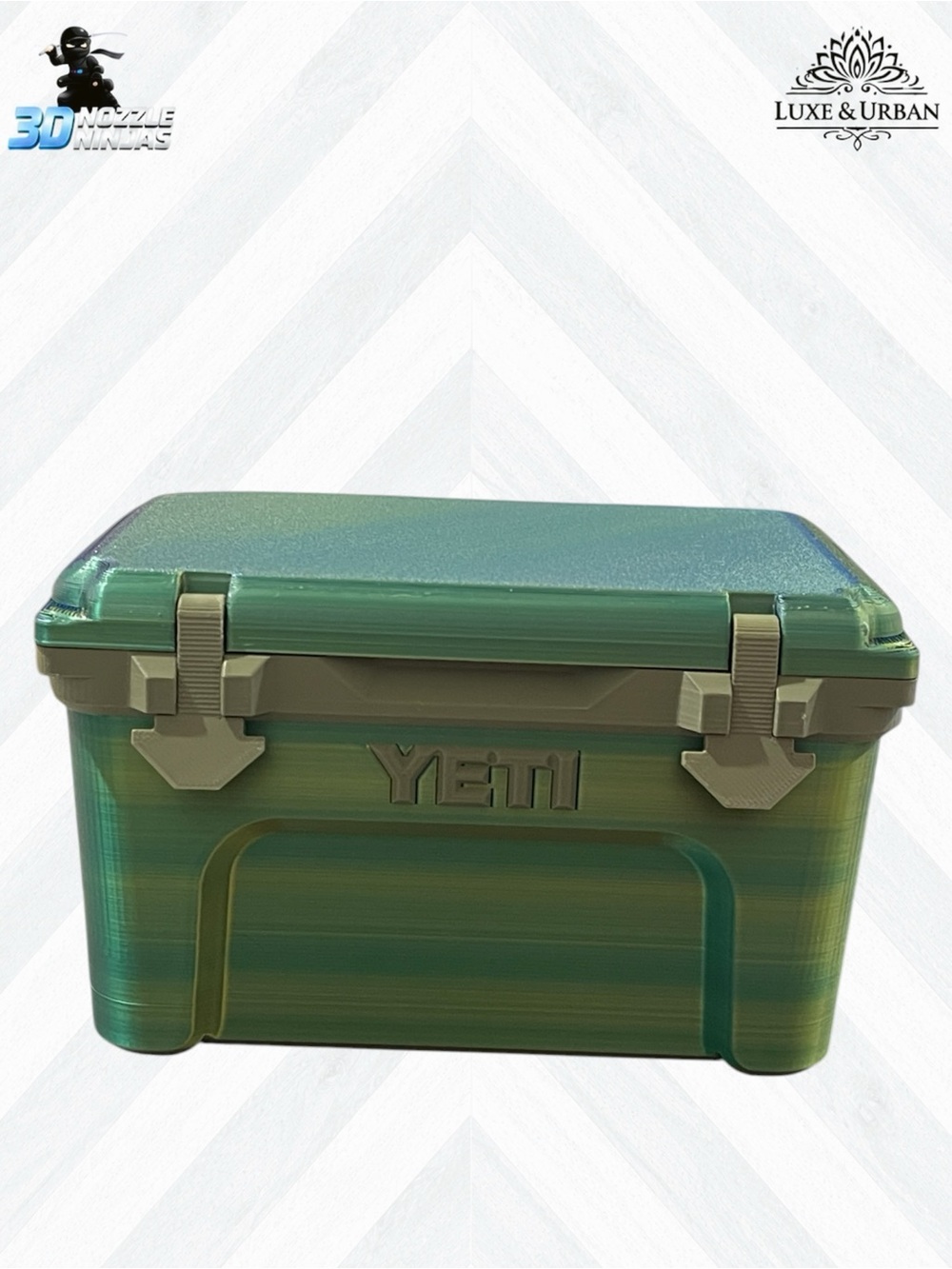 3d Handcrafted Yeti Logo Green/Blue Metallic With Army Green Mini Storage Cooler
